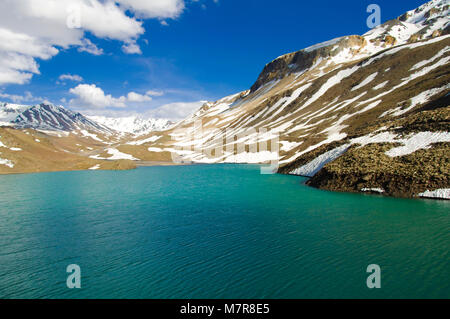 Suraj Tal Lake, Lac Glacier Turquoise, le Jammu-et-Cachemire, Ladakh, Himalaya, Inde Banque D'Images