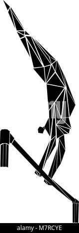 Fille polygonale en gymnastique artistique gymnastique barres asymétriques Illustration de Vecteur