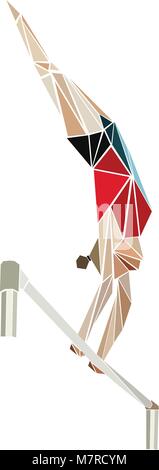 Gymnaste de gymnastique artistique en barres asymétriques Illustration de Vecteur