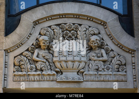 Belgrade, Serbie. Le 10 février 2017. La décoration de la façade de l'immeuble. Banque D'Images