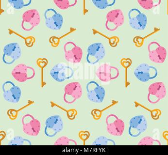 Modèle logique de cadenas, clé avec forme de coeur. Arrière-plan de vecteur pour la Saint-Valentin Illustration de Vecteur