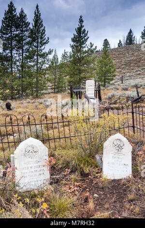 Cimetière Bonanza Bonanza City, ville fantôme, Yankee Fork de la rivière Salmon, Custer Road, Salmon-Challis Aventure Autoroute National Forest, North Carolina, USA Banque D'Images