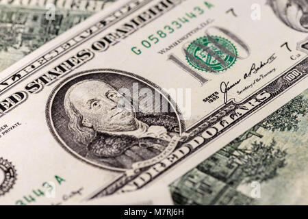 Cent dollars background notes réserve fédérale Banque D'Images