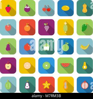 La couleur des fruits des icônes avec long shadow, stock vector Illustration de Vecteur