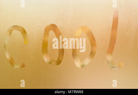 L'inscription sur le verre embué est frais. Banque D'Images