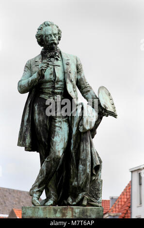 Pays-bas,South Holland,Dordrecht , juin 2016:Statue de l'ARIJ Scheffers sur le Scheffersplein Banque D'Images