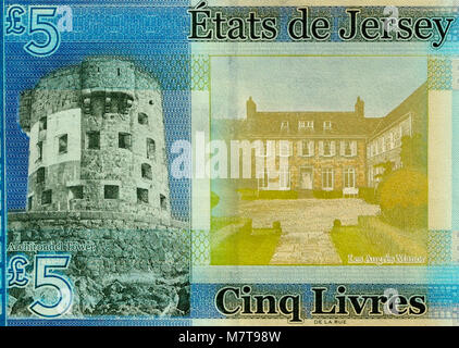 Jersey cinq 5 Pound Bank Note Banque D'Images