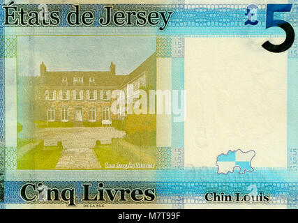 Jersey cinq 5 Pound Bank Note Banque D'Images