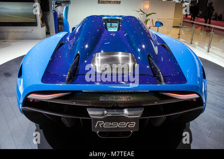 Genève, SUISSE - Le 6 mars, 2018 : Ford voiture de sport Regera présenté lors de la 88e Salon International de l'Automobile de Genève. Banque D'Images