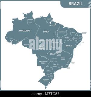 La carte détaillée du Brésil avec les régions ou états Illustration de Vecteur