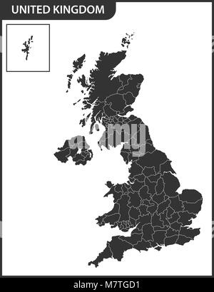 La carte détaillée du Royaume-Uni avec les régions ou états. Le courant réel les UK, Grande-Bretagne devision administrative. Illustration de Vecteur