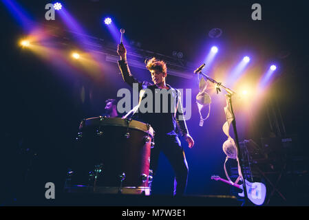 Turin, Italie, 12 mars 2018 : Le groupe de pop italienne les couleurs en live sur la scène du club de Hiroshima Mon Amour pour leur 'Tour' Frida dernier concert 2018 Photo : Alessandro Bosio/Alamy Live News Banque D'Images