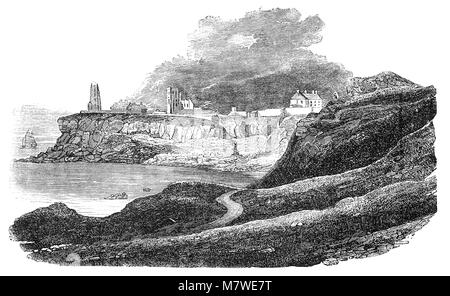 Situé sur un promontoire rocheux et donnant sur King Edward's Bay est le 7ème siècle un monastère a été construit en Tynemouth et fortifié plus tard. En 865 l'église et le monastère furent détruits par les Danois, encore une fois pillée par les Danois en 870 et finalement détruit par les Danois en 875. Tynemouth, Northumbria (Northumberland) en Angleterre. Banque D'Images