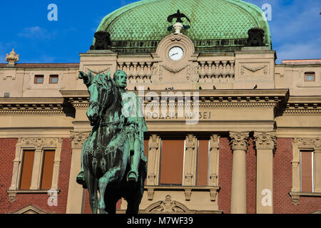 Belgrade, Serbie. Le 10 février 2017. Le Prince Mihailo Monument (knezu Mihailu Spomenik) à la place de la République (Trg Republike) Banque D'Images