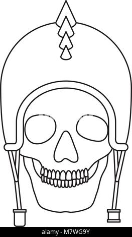 Casque de motocycliste avec crâne et épines Illustration de Vecteur