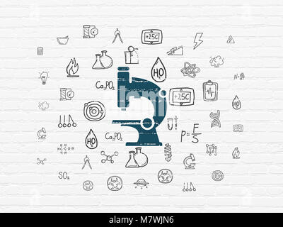 Science concept : Microscope sur wall background Banque D'Images