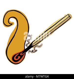 Match de gravure illustration vectorielle. Symbole de la flamme. Illustration de Vecteur