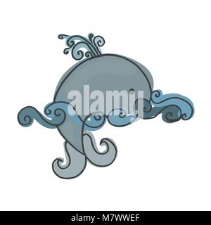 Little Whale vector illustration. Mignon drôle de poissons dans la mer. La faune de la mer. Illustration de Vecteur