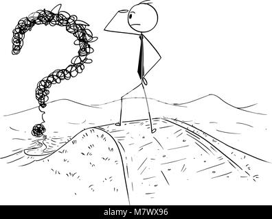 Caricature de l'homme confus sur la route La route d'affaires de confusion Illustration de Vecteur