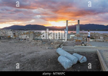 Des fouilles archéologiques de Nora, Pula, village du district de Cagliari, Sardaigne, Italie Banque D'Images