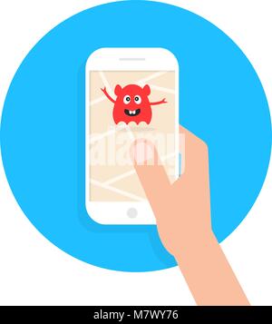 Monster attaque comme jeu mobile Illustration de Vecteur