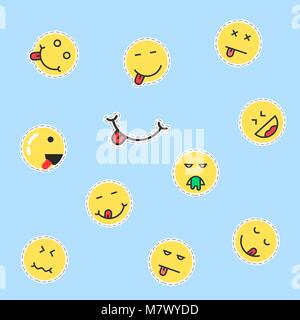 Ensemble de correctifs emoji jaune Illustration de Vecteur