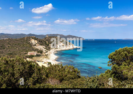 La plage de Capo Carbonara, village de Villasimius, Cagliari, Sardaigne, Italie Banque D'Images