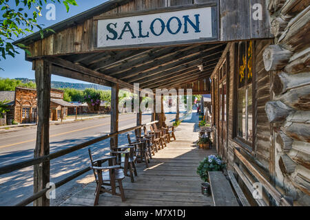 J F Stoer Saloon aka Bale of Hay Saloon, 1863, dans la ville fantôme de Virginia City, Montana, USA Banque D'Images