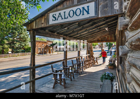 J F Stoer Saloon aka Bale of Hay Saloon, 1863, dans la ville fantôme de Virginia City, Montana, USA Banque D'Images