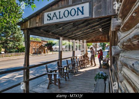 J F Stoer Saloon aka Bale of Hay Saloon, 1863, dans la ville fantôme de Virginia City, Montana, USA Banque D'Images