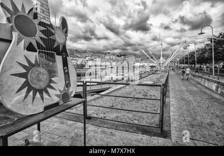 Gênes (Genova), l'Italie, le 23 juin 2017 - quartier du vieux port, "Porto Antico", lieu touristique à Gênes (Genova), Italie. Banque D'Images