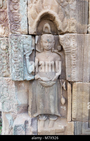 11e siècle la sculpture sur pierre, temple Nokor Bachey, aka Wat Nokor, Banteay Prey Nokor et Banteay Prei Nokor, temple hindou, Kampong Cham, Cambodge Asie Banque D'Images