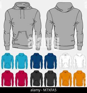 Ensemble de modèles pour les hommes hoodies couleur Illustration de Vecteur