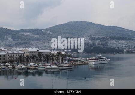 Dans la neige, l'île de Korcula Vela Luka Banque D'Images