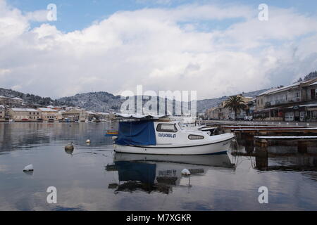 Dans la neige, l'île de Korcula Vela Luka Banque D'Images