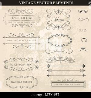 Rubans décoratifs cadres vintage et frontières vecteur. Abstract vintage frame design dans divers styles. Vector Vintage Ornament Illustration de Vecteur