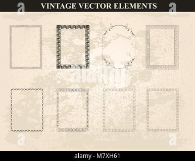 Cadres décoratifs vintage et frontières vecteur.Abstract vintage frame design dans différents styles.Vector Vintage Ornament Illustration de Vecteur