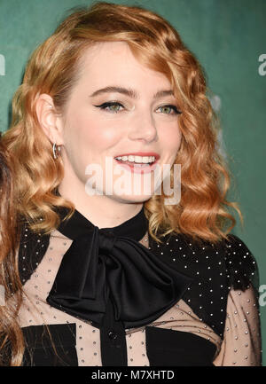 EMMA STONE actrice américaine arrive à la 11e célébration annuelle de la femme sont en nomination aux Oscars 2018 présenté par Women in Film à crustacé le 2 mars 2018 à Beverly Hills, Californie. Photo : Jeffrey Mayer Banque D'Images