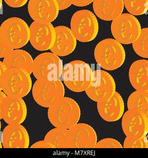 Symboles de l'euro des pièces avec motif transparent Illustration de Vecteur