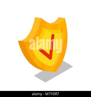 Bouclier d'or l'icône 3D isométrique Illustration de Vecteur