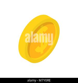 Pièce d'or avec le signe du dollar l'icône 3D isométrique Illustration de Vecteur