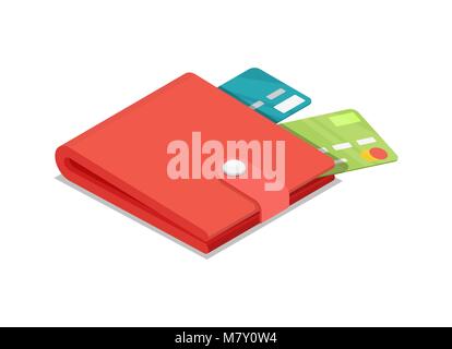 Cartes de crédit dans votre sac à main. L'icône 3D isométrique Illustration de Vecteur