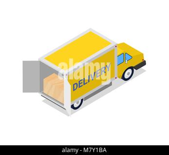 Camion de livraison jaune icône 3D isométrique Illustration de Vecteur