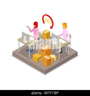 La logistique d'entrepôt 3D isométrique icon Illustration de Vecteur