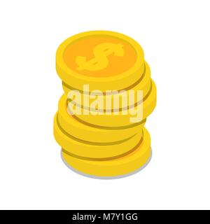 Pile de pièces d'or l'icône 3D isométrique Illustration de Vecteur