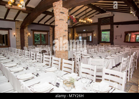 Salle à manger pour le banquet de mariage, Restaurant, Jai Alai Urrestilla, Gipuzkoa, Pays Basque, Espagne, Europe Banque D'Images