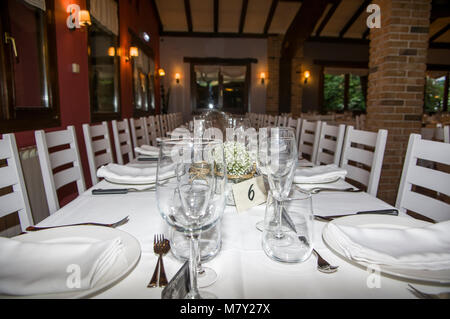 Salle à manger pour le banquet de mariage, Restaurant, Jai Alai Urrestilla, Gipuzkoa, Pays Basque, Espagne, Europe Banque D'Images