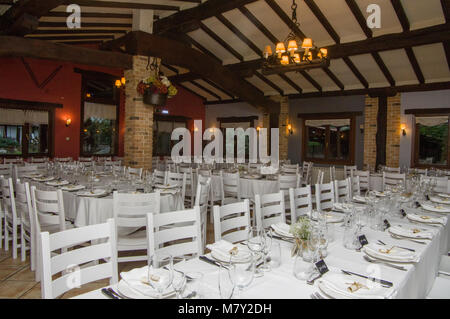 Salle à manger pour le banquet de mariage, Restaurant, Jai Alai Urrestilla, Gipuzkoa, Pays Basque, Espagne, Europe Banque D'Images