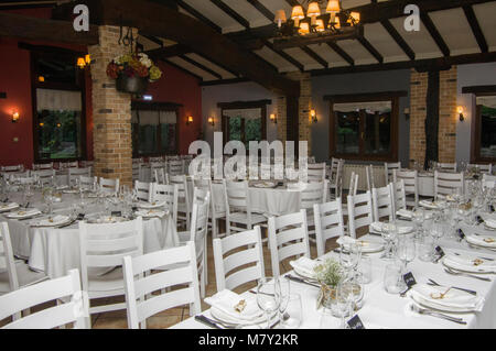 Salle à manger pour le banquet de mariage, Restaurant, Jai Alai Urrestilla, Gipuzkoa, Pays Basque, Espagne, Europe Banque D'Images