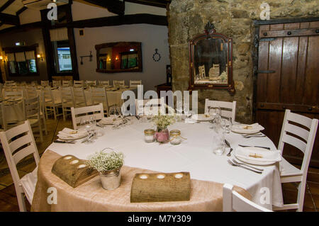 Salle à manger pour le banquet de mariage, Restaurant, Jai Alai Urrestilla, Gipuzkoa, Pays Basque, Espagne, Europe Banque D'Images